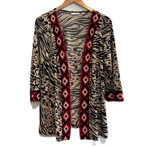 Susan Graver Animal Print Open Cardigan Size Medium